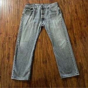 Levi’s 501 Straight Leg Faded Black Button Fly Jeans size 38 x 30